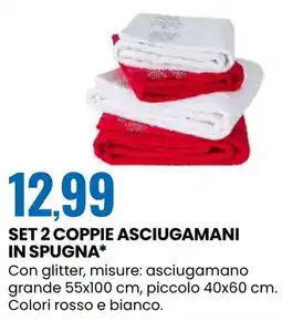 Eurospin Set 2 coppie asciugamani in spugna offerta