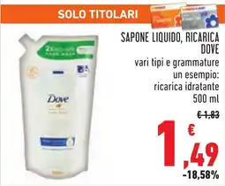 Conad Sapone liquido, ricarica DOVE offerta