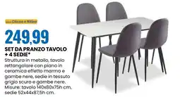 Eurospin Set da pranzo tavolo + 4 sedie offerta