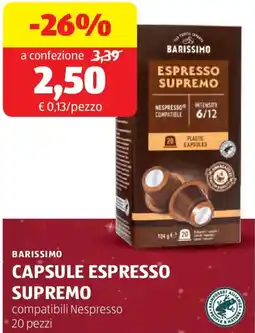 ALDI Barissimo capsule espresso supremo compatibili nespresso offerta