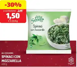 ALDI All seasons spinaci con mozzarella offerta