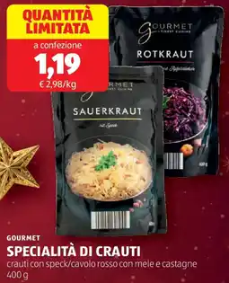 ALDI Gourmet specialità di crauti crauti con speck/cavolo rosso con mele e castagne offerta