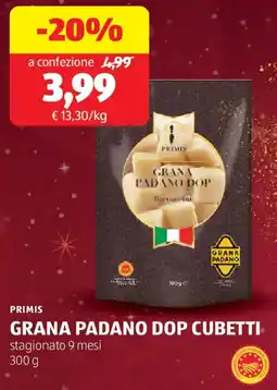 ALDI Primis grana padano dop cubetti offerta