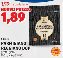 ALDI Primis parmigiano reggiano dop grattugiato offerta