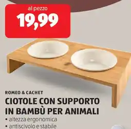 ALDI Romeo & cachet ciotole con supporto in bambù per animali offerta