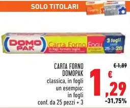 Conad Carta forno domopak in fogli offerta