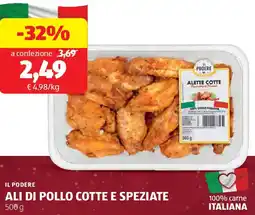 ALDI Il podere ali di pollo cotte e speziate offerta