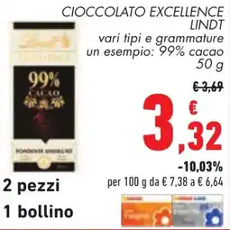 Conad Cioccolato excellence LINDT offerta