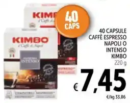 Spazio Conad 40 capsule caffè espresso napoli o intenso KIMBO offerta