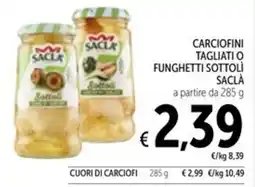 Spazio Conad Carciofini tagliati o funghetti sottoli SACLÀ offerta