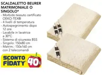 Scaldaletto beurer matrimoniale o singolo