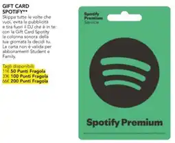 Esselunga Gift card spotify offerta