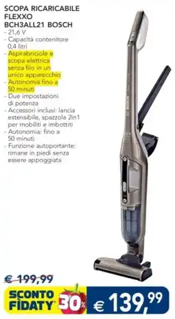 Esselunga SCOPA RICARICABILE FLEXXO BCH3ALL21 BOSCH offerta