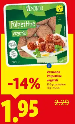 Lidl Vemondo Polpettine vegetali offerta