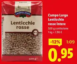 Lidl Campo Largo Lenticchie rosse intere offerta