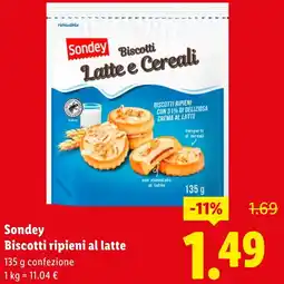 Lidl Sondey Biscotti ripieni al latte offerta