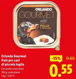 Lidl Orlando Gourmet Patè per cani di piccola taglia offerta