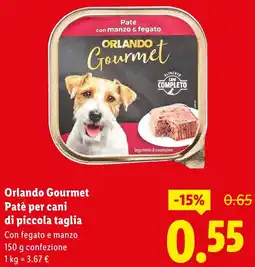 Lidl Orlando Gourmet Patè per cani di piccola taglia offerta