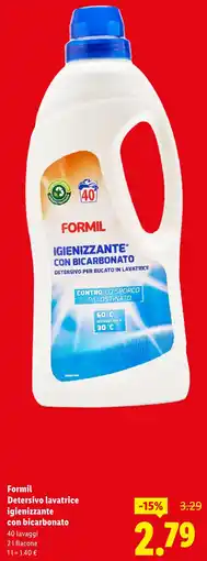 Lidl Formil Detersivo lavatrice igienizzante con bicarbonato offerta