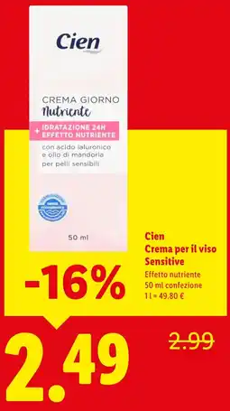 Lidl Cien Crema per il viso Sensitive offerta