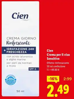 Lidl Cien Crema per il viso Sensitive offerta