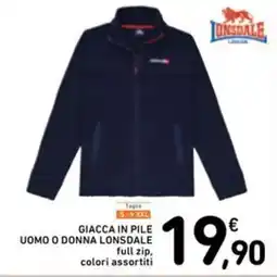 Spazio Conad Giacca in pile uomo o donna LONSDALE offerta