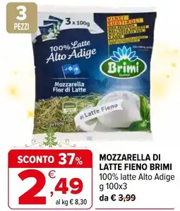 Iperal Mozzarella di latte fieno BRIMI offerta