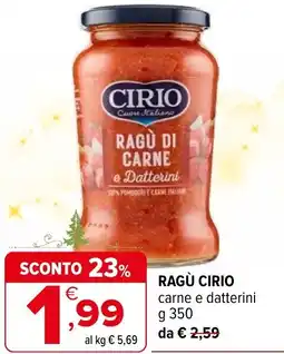 Iperal Ragù CIRIO offerta