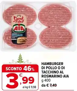 Iperal Hamburger di pollo o di tacchino al rosmarino AIA offerta