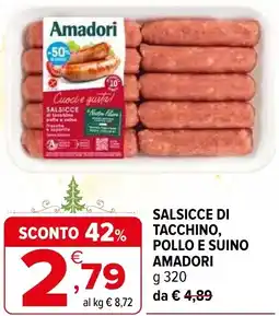 Iperal Salsicce di tacchino, pollo e suino amadori offerta