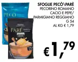 èccoMI Sfoglie pecò\parè pecorino romano cacio e pepe/ parmigiano reggiano offerta