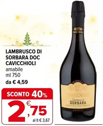 Iperal Lambrusco di sorbara doc CAVICCHIOLI offerta