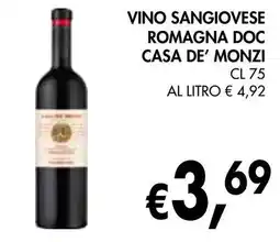 èccoMI Vino sangiovese romagna doc casa de' monzi offerta