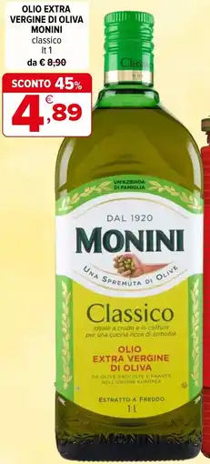Iperal Olio extra vergine di oliva MONINI offerta