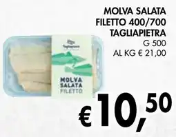 èccoMI Molva salata filetto 400/700 tagliapietra offerta
