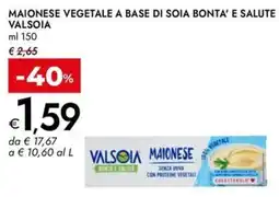 Bennet Maionese vegetale a base di soia bonta' e salute VALSOIA offerta