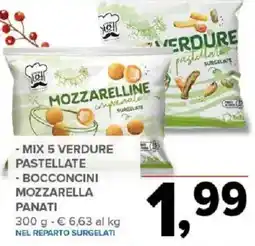 Todis Mix 5 verdure pastellate - bocconcini mozzarella panati offerta