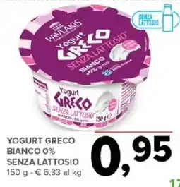 Todis Yogurt greco bianco 0% senza lattosio PAVLAKIS offerta