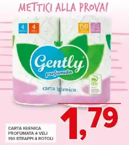 Todis Gently Carta igienica profumata 4 veli 150 strappi 4 rotoli offerta