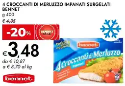 Bennet 4 croccanti di merluzzo impanati surgelati BENNET offerta