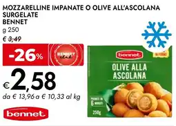 Bennet Mozzarelline impanate o olive all'ascolana surgelate BENNET offerta