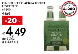 Bennet Ginger beer o acqua tonica FEVER TREE offerta