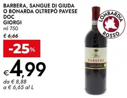 Bennet Barbera, sangue di giuda o bonarda oltrepò pavese doc GIORGI offerta