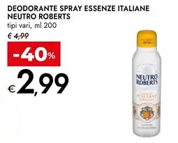 Bennet Deodorante spray essenze italiane NEUTRO ROBERTS offerta