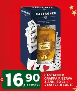 Extra Supermercati Castagner grappa riserva 3 anni + 2 mazzi di carte offerta
