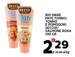Extra Supermercati Rio mare paté tonno/ tonno e pomodori secchi/ salmone rosa offerta