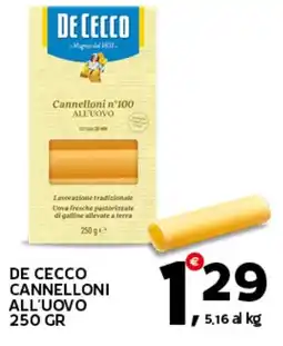 Extra Supermercati De cecco cannelloni all'uovo offerta