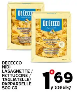 Extra Supermercati Dececco nidi lasagnette / fettuccine tagliatelle/ pappardelle offerta