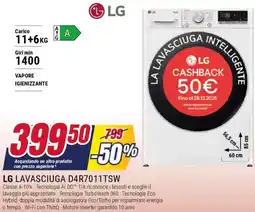 Trony LG LAVASCIUGA D4R7011TSW offerta