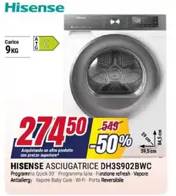 Trony HISENSE ASCIUGATRICE DH3S902BWC offerta